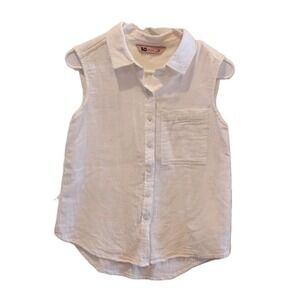 SO Button Down White Sleeveless Blouse Women's XS Summer staple versatile stylin